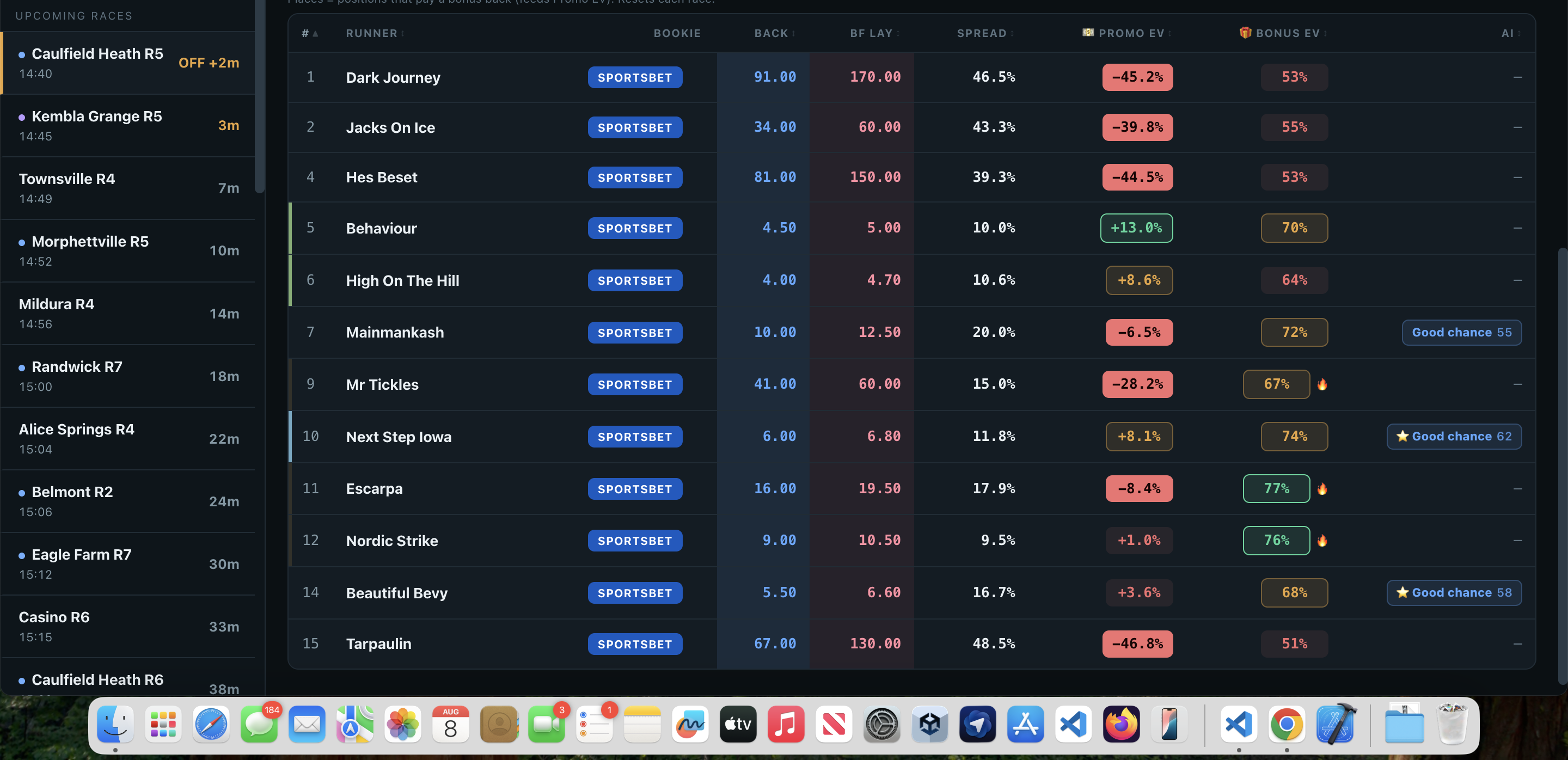 The Punt Legacy Edge extension — full panel